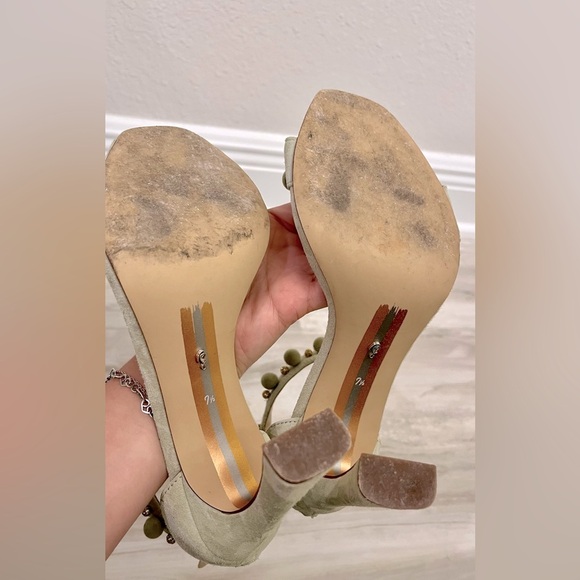 Sam Edelman Luella Pistachio Leather Ankle Strap Heeled Sandal US 7.5 - Picture 9 of 11